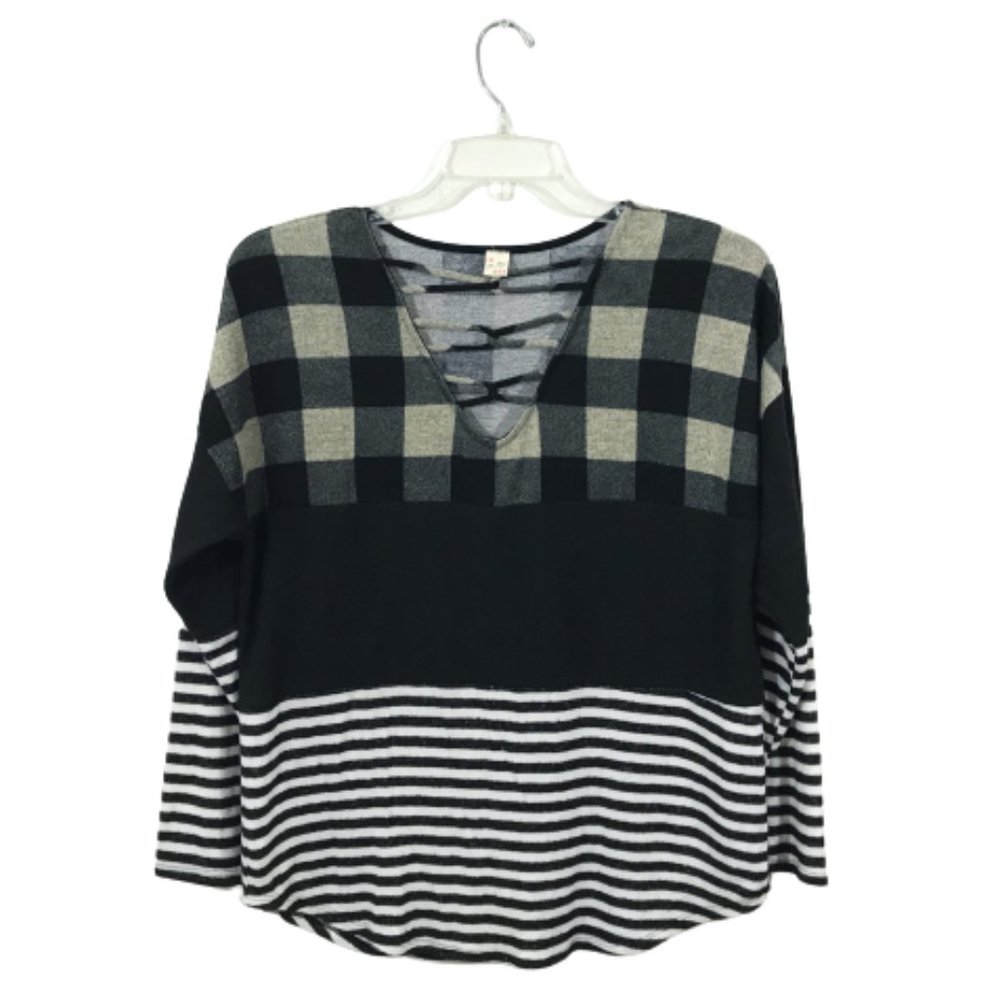 Buffalo Plaid Knit Sweater M 7th Ray